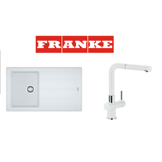 Franke Franke Basis BFG 611-86 Granit Bianco/Beyaz + Active Plus Bianco/Beyaz  Armatur Kampanyası