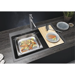 Blanco Etagon 8 Tezgah Üstü 1 Gözlü İnci Gri Granit Evye