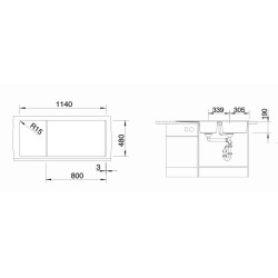 Blanco Metra 8 S  Tezgah Üstü 2 Gözlü Granit Antrasit Evye