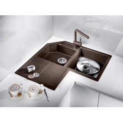 Blanco Metra 9 E Tezgah Üstü Köşe Sol Damlalıklı 2 Gözlü Granit Antrasit Evye