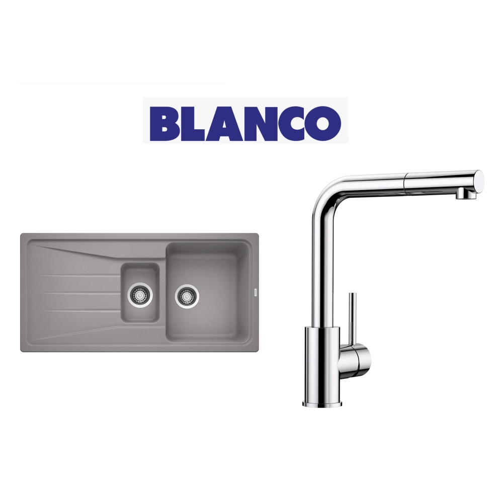 Blanco Sona 6 S Tezgah Üstü 1.5 Gözlü Alu Metallic Evye + Blanco Mila S Spiralli İnox Armatur Kampanyası