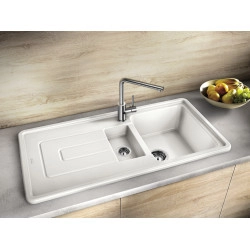 Blanco Sona 6 S Tezgah Üstü 1.5 Gözlü Alu Metallic Evye + Blanco Mila S Spiralli İnox Armatur Kampanyası