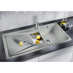Blanco Sona 6 S Tezgah Üstü 1.5 Gözlü Her iki Yöne Kullanılabilir Granit Siyah Evye