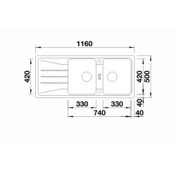 Blanco Sona  8 S Tezgah &Uuml;st&uuml; 2 G&ouml;zl&uuml; Her İki Y&ouml;ne Kullanılabilir Granit Kaya Gri Evye