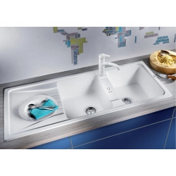 Blanco Sona  8 S Tezgah &Uuml;st&uuml; 2 G&ouml;zl&uuml; Her İki Y&ouml;ne Kullanılabilir Granit Kaya Gri Evye