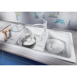 Blanco Sona  8 S Tezgah &Uuml;st&uuml; 2 G&ouml;zl&uuml; Her İki Y&ouml;ne Kullanılabilir Granit Siyah Evye