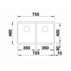 Blanco Subline 350 / 350 U Tezgah Altı 2 Gözlü Damlalıksız Alu Metallic Granit Evye