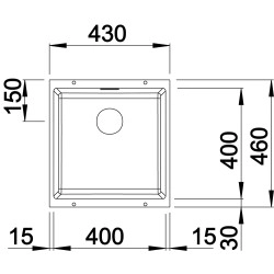 Blanco Subline 400 U Tezgah Altı Tek Hazneli Damlalıksız Granit Alu Metallic Evye