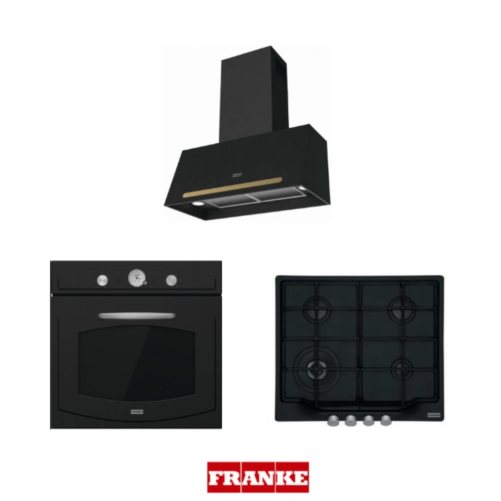 Franke Classic Line Nero / Siyah 60 Cm 3'Lü Ankastre Rustik Set