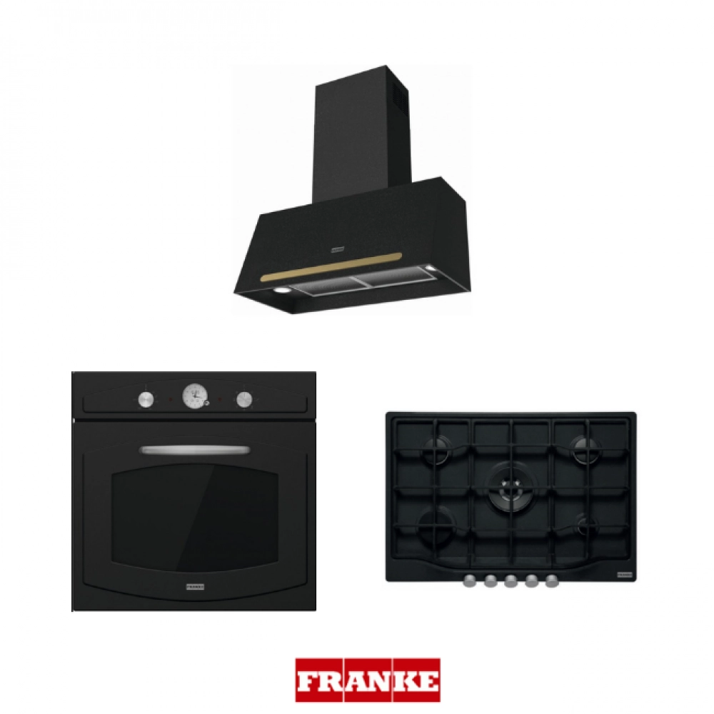 Franke Classic Line Nero / Siyah  70 Cm 3'Lü Rustik Ankastre Set