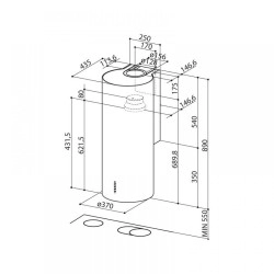 Franke Faber CYLINDRA ISOLA GLOSS PLUS  EV8+ BK A37 Mat Siyah Ada Davlumbaz