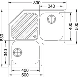 Franke Köşe PNX 621-E İnox  Tezgah Üstü Paslanmaz Çelik Köşe evye