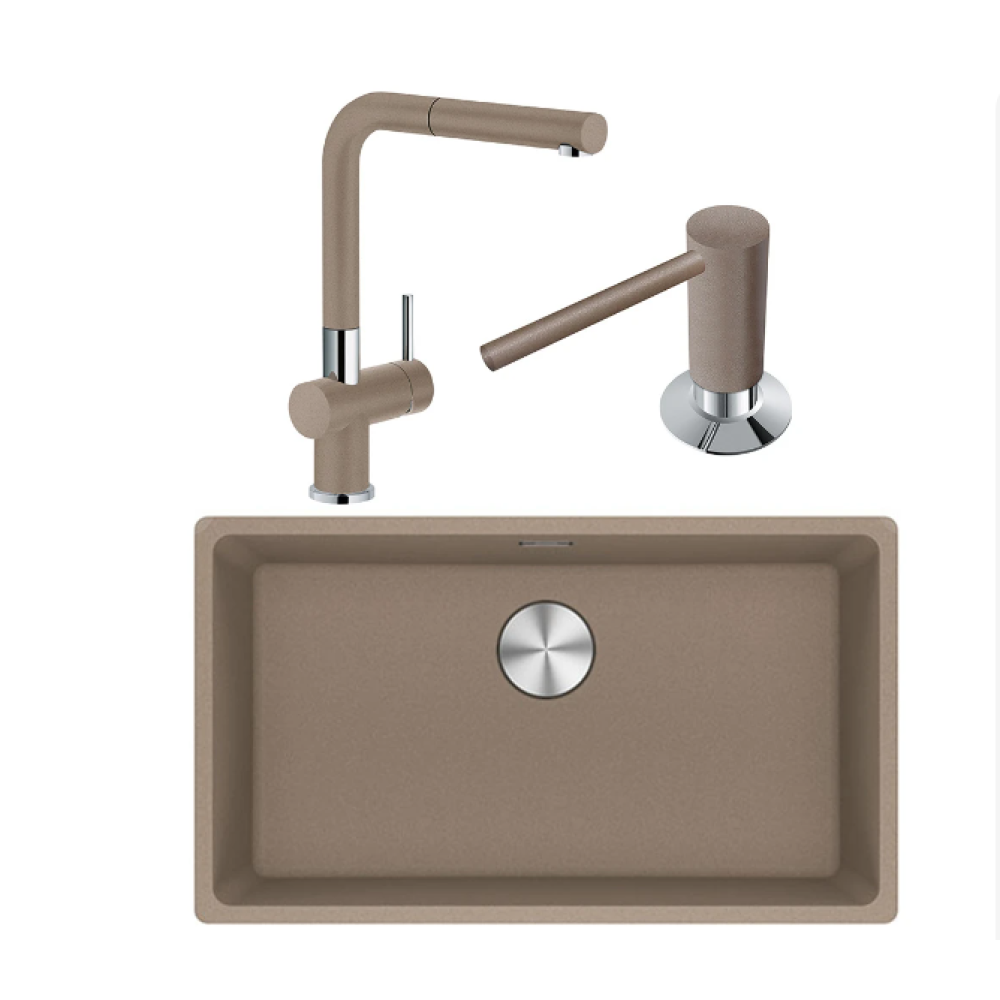 Franke Maris MRG 210/110-72 Granit Evye + Active Plus Doccia Spiralli Armatür + Sıvı Sabunluk (Oyster)