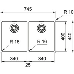 Franke Maris MRX 120-34-34 İnox  2 Gözlü Tezgah Altı Paslanmaz Çelik Evye