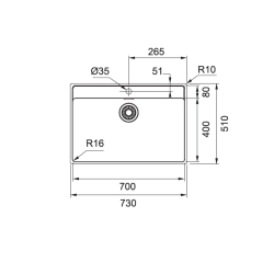 Franke Maris MRX 210-70 TL İnox Tezga Üstü/ Tezgaha sıfır Paslanmaz Çelik Evye