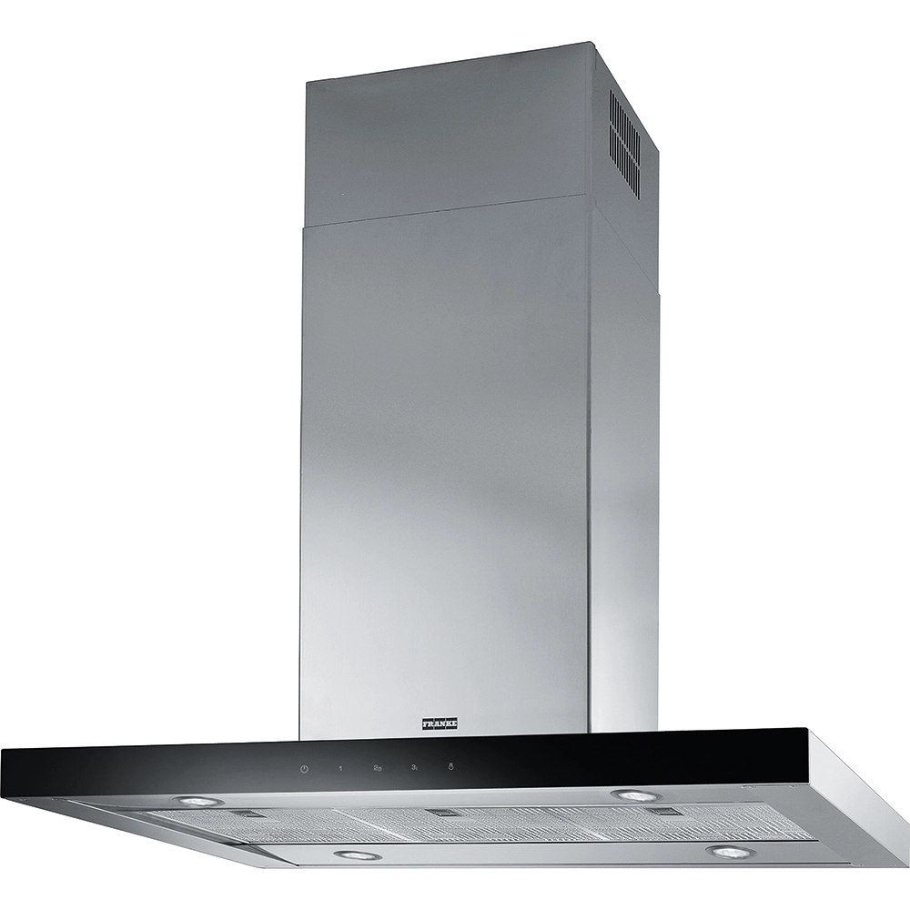 Franke Mythos  FCR 925 I TC BK XS LED Inox + Siyah  90 Cm Ada Tipi Davlumbaz