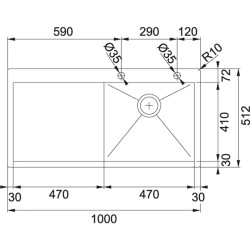 Franke Planar PPX 211 TL İnox Tezgaha Sıfır / Tezgah &Uuml;st&uuml; sol Damlalıklı Paslanmaz &Ccedil;elik Evye