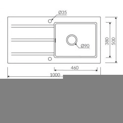 Marmorin Bario 1000 1 G&ouml;zl&uuml; Tezgah &Uuml;st&uuml; Granit Evye + Swarm Armatur Kampanya