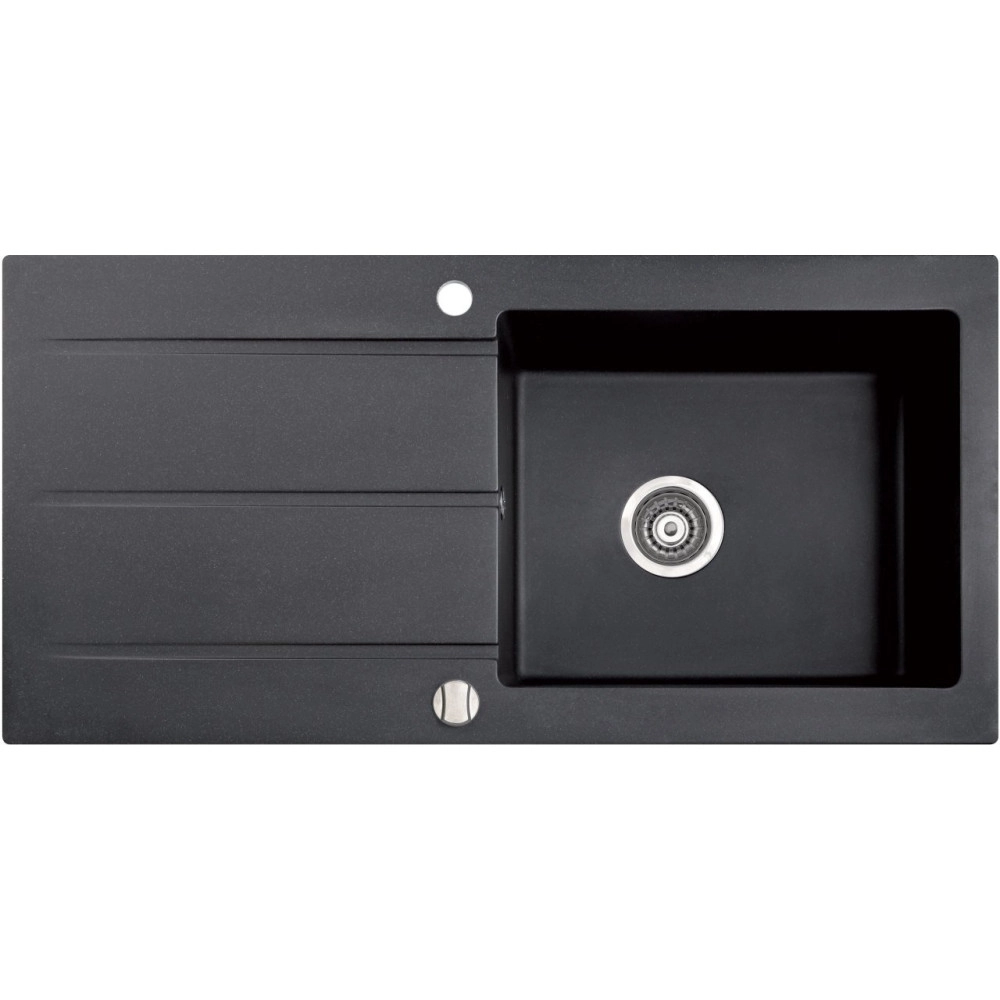 Marmorin Bario 1000 Granit Evye 1 G&ouml;zl&uuml; Damlalıklı tezgah &Uuml;st&uuml; Siyah