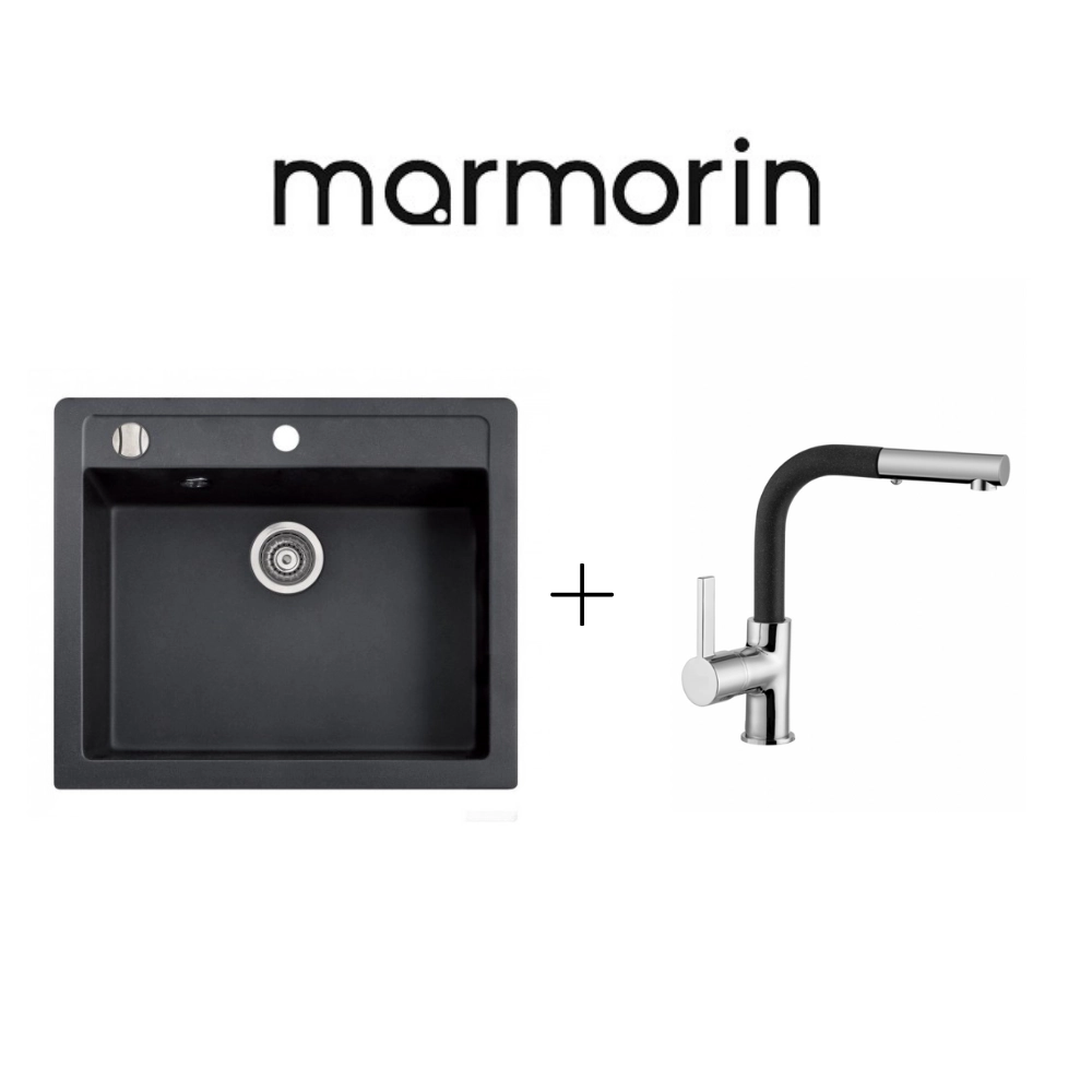 Marmorin Bario 590 1 G&ouml;zl&uuml; Tezgah &Uuml;st&uuml; Granit Evye + Swarm Armatur Kampanyası