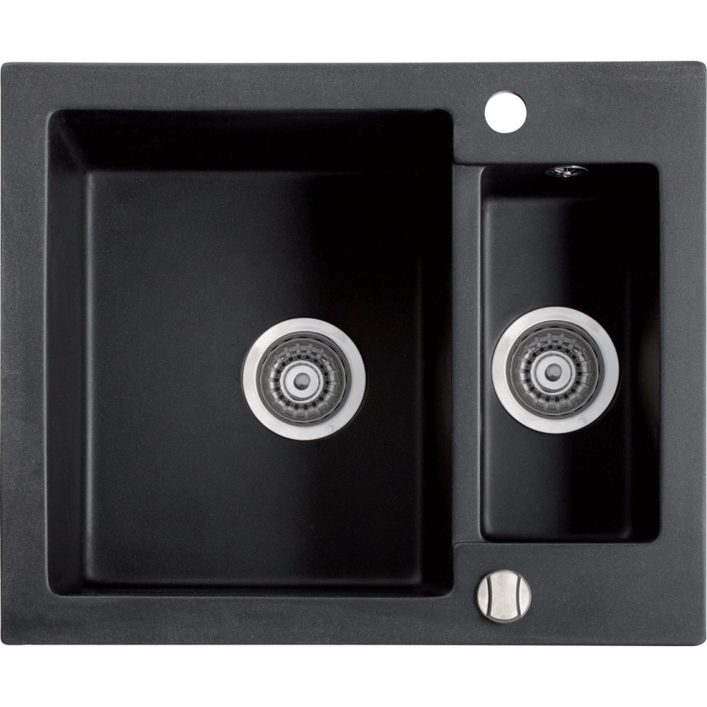 Marmorin Bario 600 Granit Evye 1,5 G&ouml;zl&uuml; Damlalıksız Tezgah &Uuml;st&uuml; Siyah