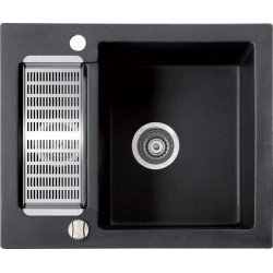 Marmorin Bario 600 Granit Evye 1,5 G&ouml;zl&uuml; Damlalıksız Tezgah &Uuml;st&uuml; Siyah