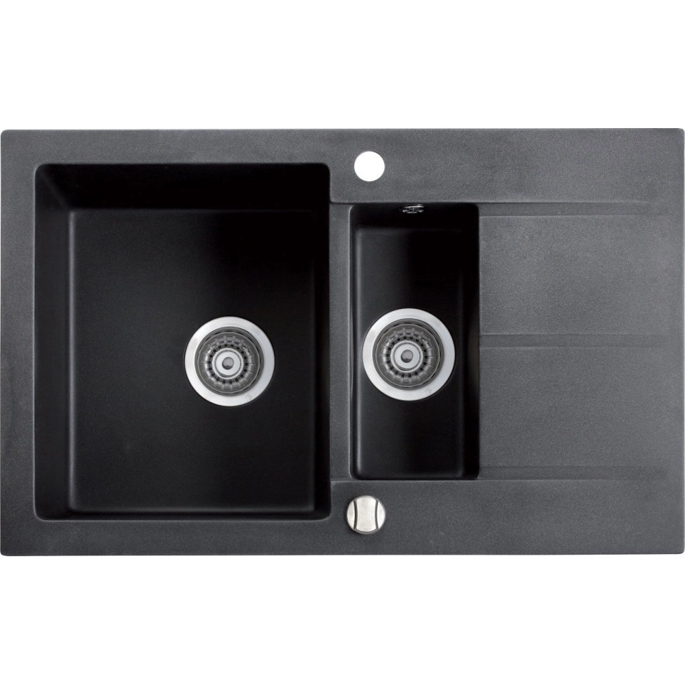 Marmorin Bario 800 Granit Evye 1,5 G&ouml;zl&uuml; Damlalıklı Tezgah &Uuml;st&uuml; Siyah