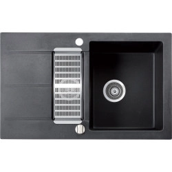 Marmorin Bario 800 Granit Evye 1,5 G&ouml;zl&uuml; Damlalıklı Tezgah &Uuml;st&uuml; Siyah