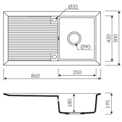 Marmorin Cire 860 Granit Evye 1 G&ouml;zl&uuml; Damlalıklı Tezgah &Uuml;st&uuml; Kahverengi