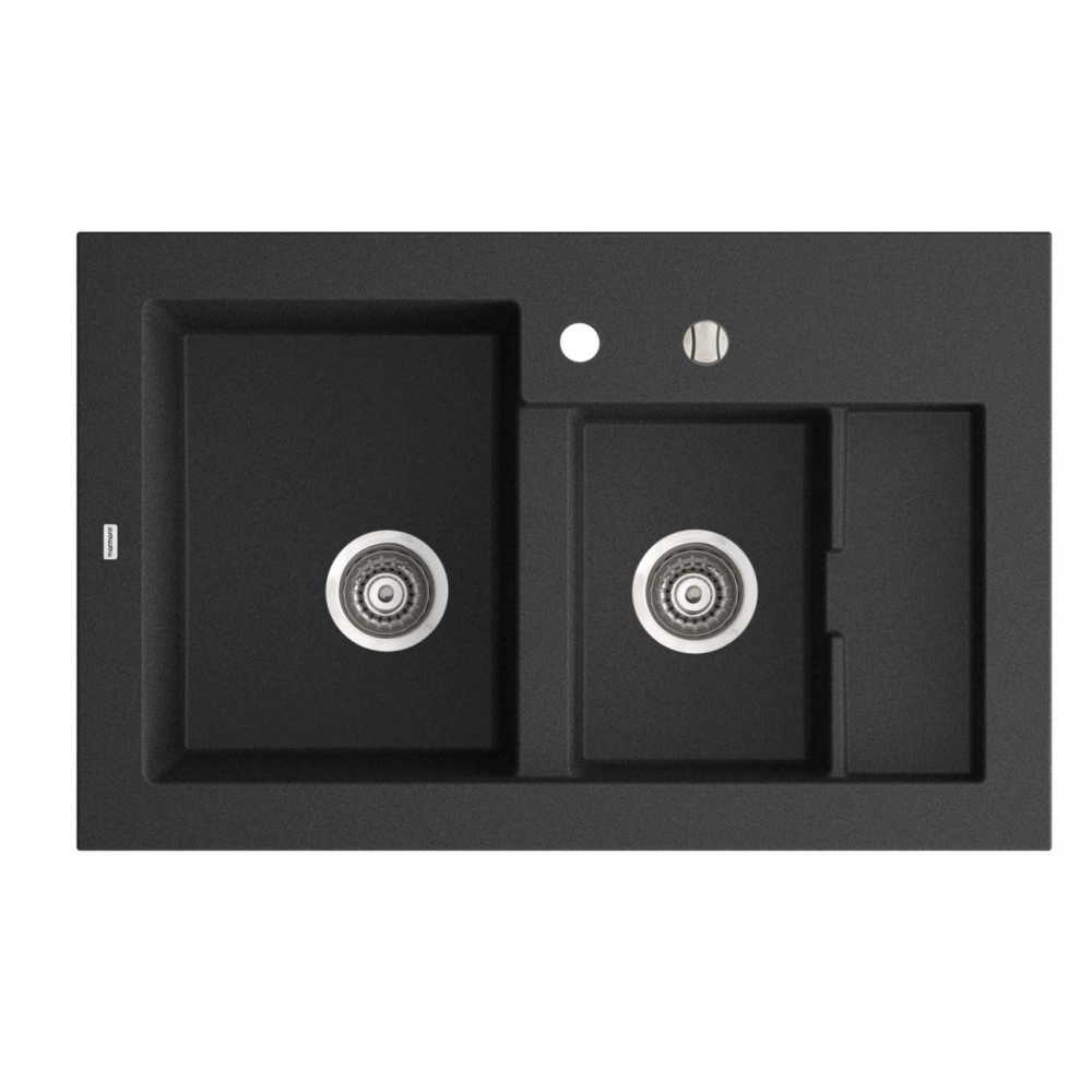 Marmorin Combo 850 Granit Evye 1,5 G&ouml;zl&uuml; Damlalıklı Tezgah &Uuml;st&uuml; Siyah