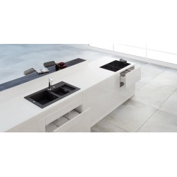 Marmorin Combo 850 Granit Evye 1,5 G&ouml;zl&uuml; Damlalıklı Tezgah &Uuml;st&uuml; Siyah