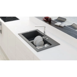 Marmorin Combo 850 Granit Evye 1,5 G&ouml;zl&uuml; Damlalıklı Tezgah &Uuml;st&uuml; Siyah