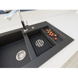 Marmorin Combo 850 Granit Evye 1,5 G&ouml;zl&uuml; Damlalıklı Tezgah &Uuml;st&uuml; Siyah