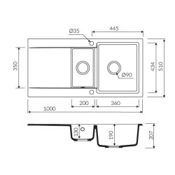 Marmorin Debra 1000 Granit Evye 1,5 G&ouml;zl&uuml; Damlalıklı Tezgah &Uuml;st&uuml; Kahverengi