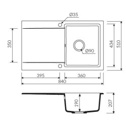 Marmorin Debra 840 Granit Evye 1 G&ouml;zl&uuml; Damlalıksız Tezgah &Uuml;st&uuml; Kahverengi