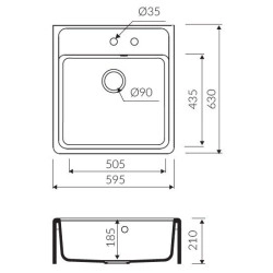 Marmorin EWIT 595 Granit Evye 1 G&ouml;zl&uuml; Damlalıksız Evye