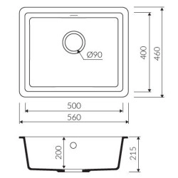 Marmorin Fado 560 Granit Evye 1 G&ouml;zl&uuml; Damlalıksız Tezgah Altı Evye