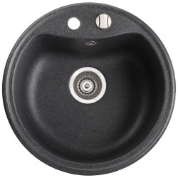 Marmorin Kova 500 Granit Evye 1 G&ouml;zl&uuml; Damlalıksız Tezgah &Uuml;st&uuml; Yuvarlak Evye Beyaz