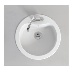 Marmorin Kova 500 Granit Evye 1 G&ouml;zl&uuml; Damlalıksız Tezgah &Uuml;st&uuml; Yuvarlak Evye Siyah