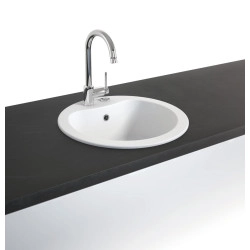 Marmorin Kova 500 Granit Evye 1 G&ouml;zl&uuml; Damlalıksız Tezgah &Uuml;st&uuml; Yuvarlak Evye Siyah