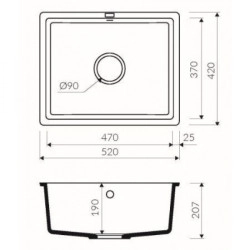 Marmorin Lando 520 1 G&ouml;zl&uuml; Granit Tezgah Altı / Tezgaha Sıfır Evye + Swarm Batarya Kampanyası