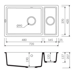 Marmorin Lando 720 Granit Evye 1,5 G&ouml;zl&uuml; Damlalıksız Tezgaha sıfır + Swarm Armat&uuml;r Kampanyası