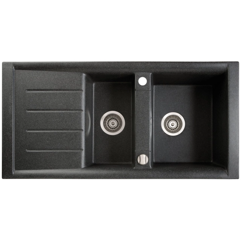 Marmorin Profir 1000 Granit Evye 1,5 G&ouml;zl&uuml; Damlalıklı Tezgah &Uuml;st&uuml; Siyah