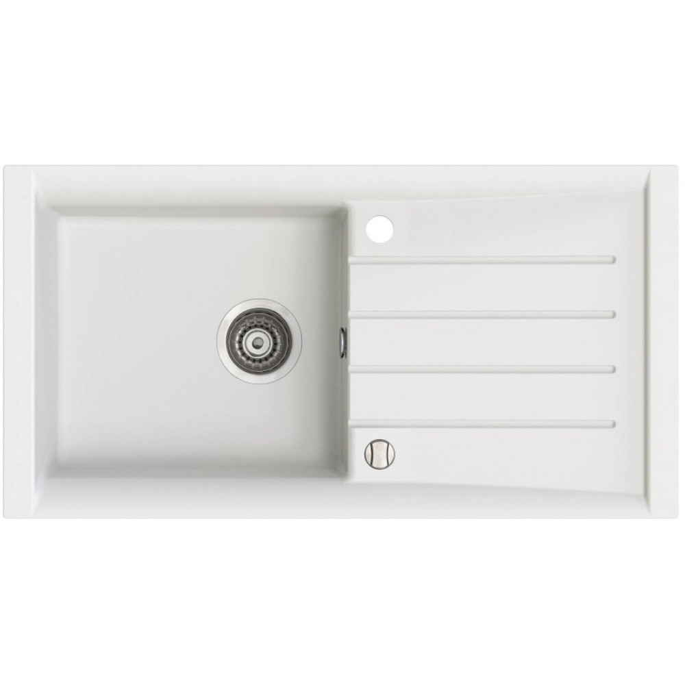 Marmorin Profir 860 Granit Evye 1 G&ouml;zl&uuml; Damlalıklı Tezgah &Uuml;st&uuml; Beyaz