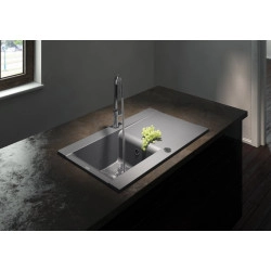 Marmorin Voga II 840 Granit Evye 1 G&ouml;zl&uuml; Damlalıklı Tezgah &Uuml;st&uuml; Stone Grey