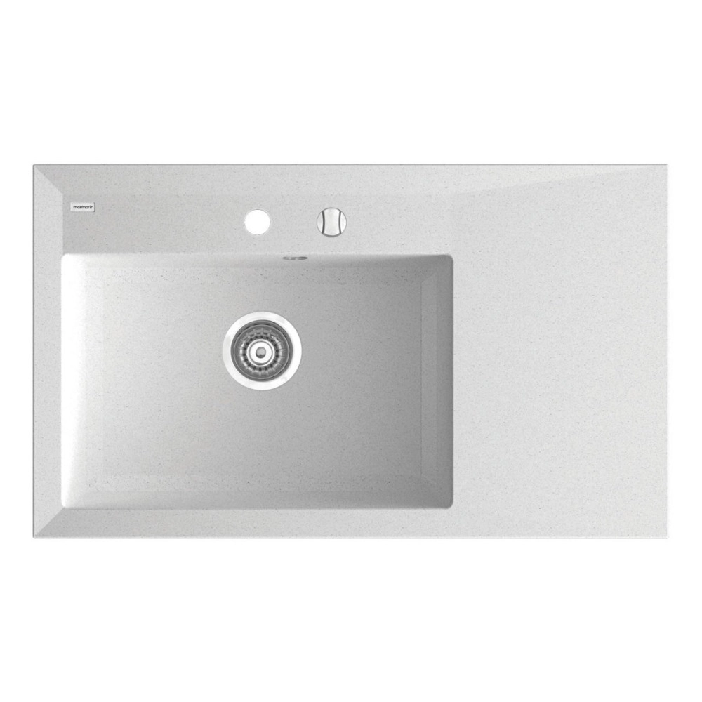 Marmorin İvo 843 Granit Evye 1 G&ouml;zl&uuml; Damlalıklı Tezgaha Sifir Beyaz