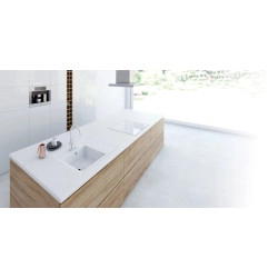 Marmorin İvo 843 Granit Evye 1 G&ouml;zl&uuml; Damlalıklı Tezgaha Sifir Beyaz