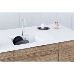 Marmorin İvo 850 Tezgah &Uuml;st&uuml; Evye 1 G&ouml;zl&uuml; Damlalıklı Tezgah &Uuml;st&uuml; Beyaz