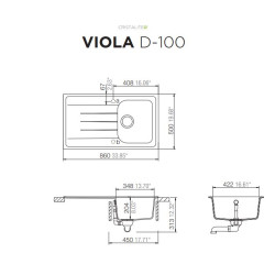 Schock VIOLA D-100 Tezgah üstü 86 Cm Granit Beton Evye