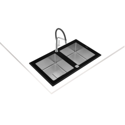 Teka DIAMOND RS15 2B 86 (WST BLACK) Tezgah Üstü Damlalıksız Siyah PureLine Cam Evye